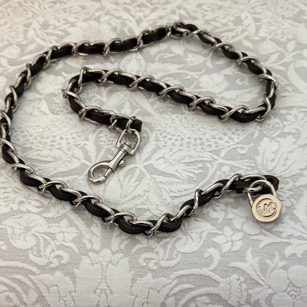 Michael Kors Black and Silver Chain Belt